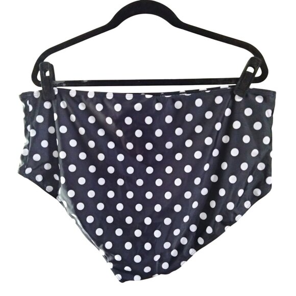 Yonique 2-Piece Swimsuit Blouson Tankini Tummy Control Polka Dot Bottom 24W - Picture 9 of 12